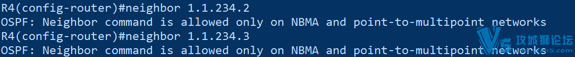 ospf: neighbor command is allowed only on NBMA and P2multipoint network?