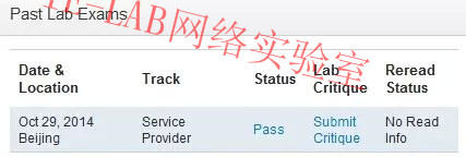 恭喜IE-LAB同学CCIE-SP顺利PASS