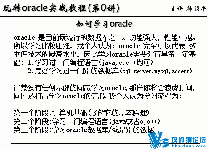 ���ǲ���31�ڿν�������ѧϰORACLE,��˳ƽORACLE������Ƶ�̳�