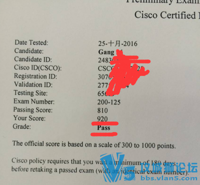 չCCNA 200-125֤920passս ϣ֮󿼵սа