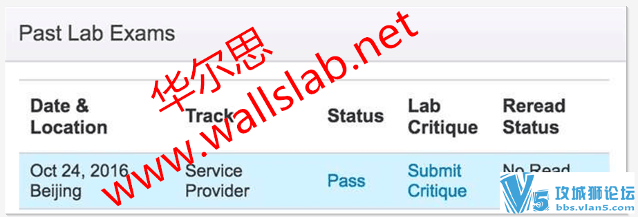 恭喜华尔思巴同学2016-10-24号北京一次PASS CCIE ISP LAB！运营商华尔思让你100%的...