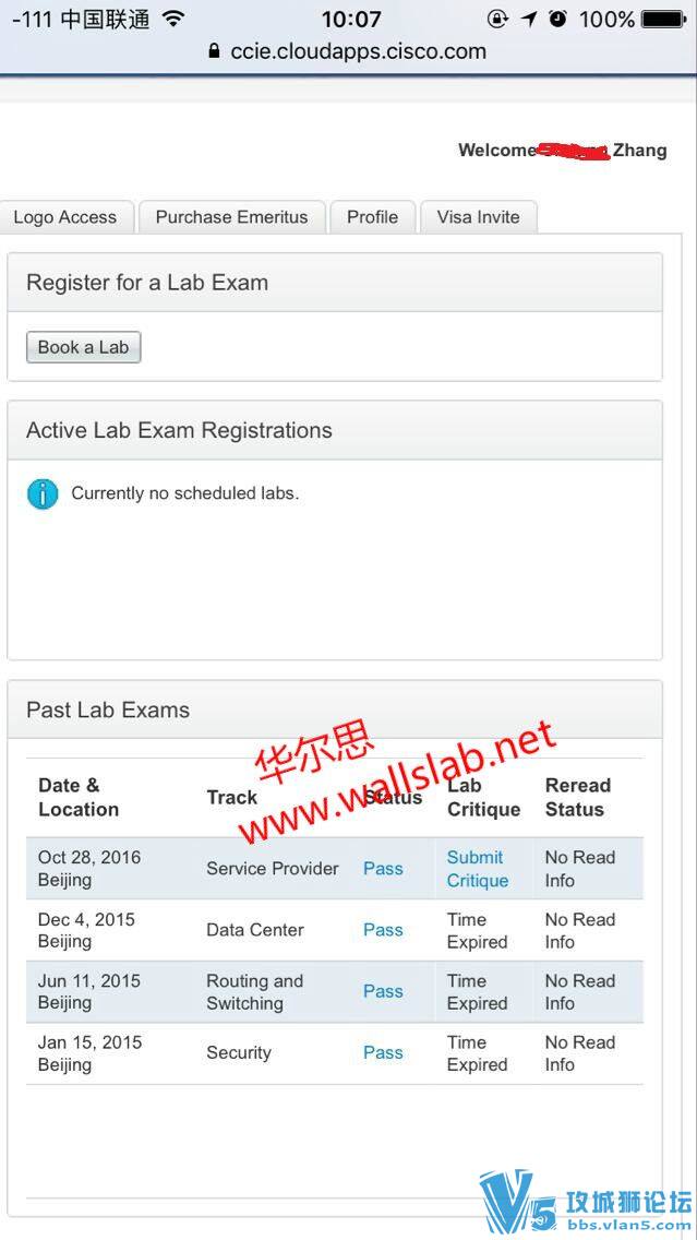 恭喜华尔思2016-10-28两位同学 PASS CCIE LAB,张同学在北京通过CCIE  ISP，李同学...