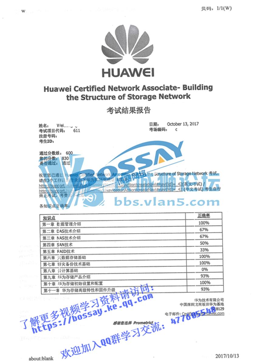 ���������硿��ϲѧԱ˳��ͨ��HCNA-Storage���ԣ�