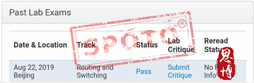 【SPOTO】恭喜思博学员8月22号 #北京# 一次PASS CCIE RS LAB顺利拿号！