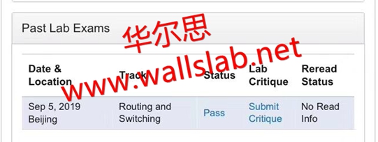 ��ϲ����˼��ͬѧ2019-9-5��˳��PASS CCIE-RS LAB���ԣ�