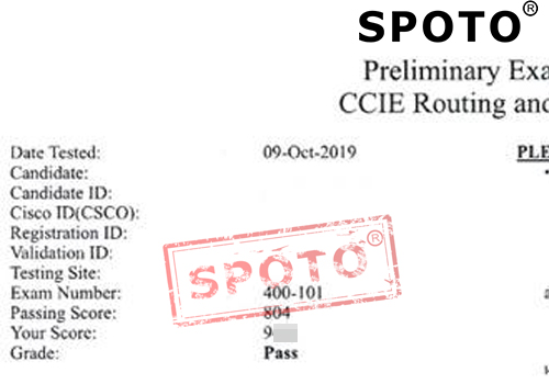 【SPOTO】最新CCIE RS笔试战况，恭喜八位思博学员 CCIE RS 笔试900+一次PASS哦！
