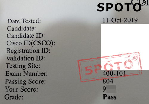 【SPOTO】最新CCIE RS笔试战况，恭喜八位思博学员 CCIE RS 笔试900+一次PASS哦！