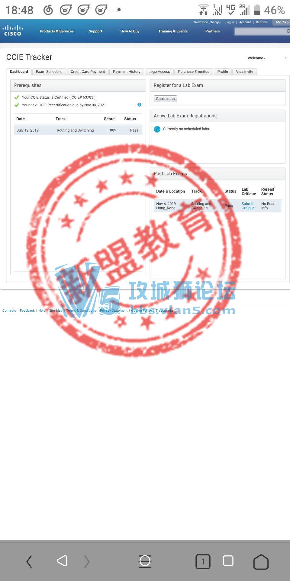 【ThinkMo新盟教育】恭喜新盟李同学  11月4日 香港一次Pass CCIE&RS Lab！