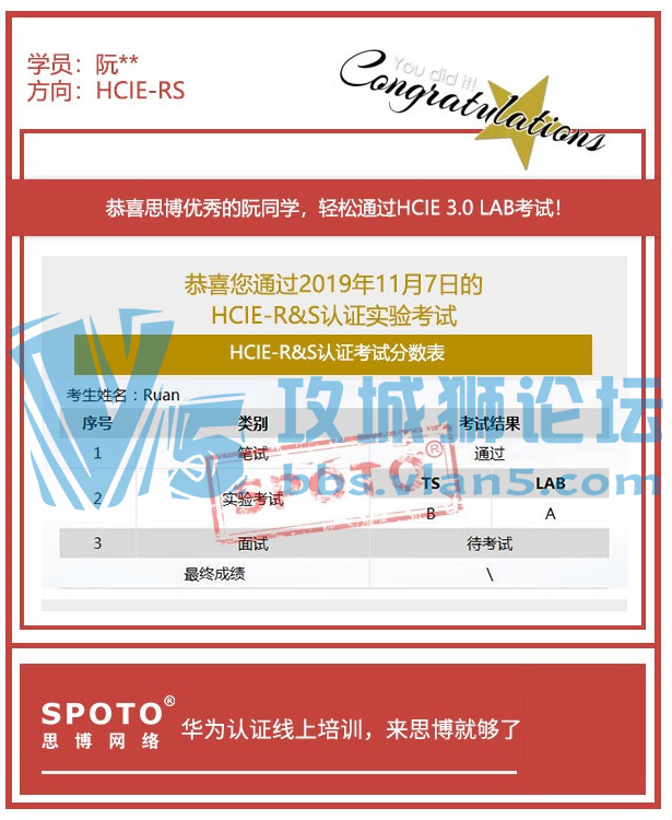 SPOTOϲ˼ͬѧ117һͨͨHCIE3.0 LABԣ