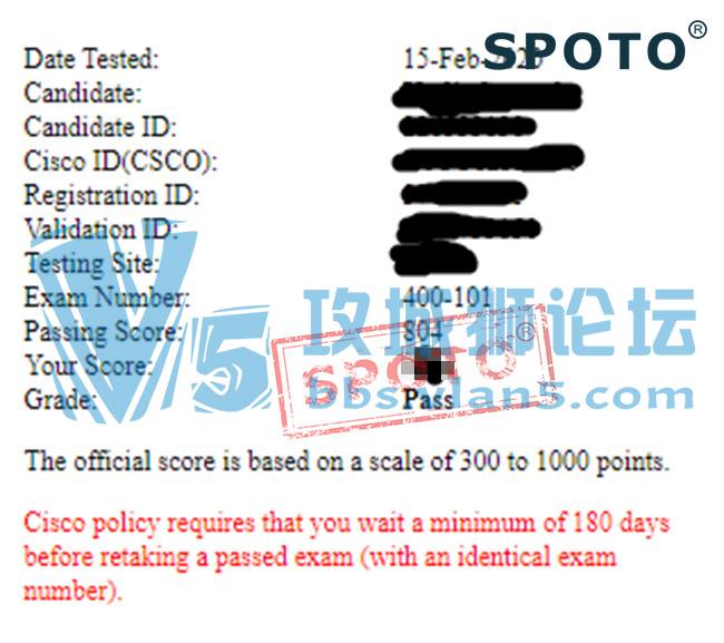SPOTOϲSPOTOѧԱ215һPASS CCIE R&SԣԴ룺400-101