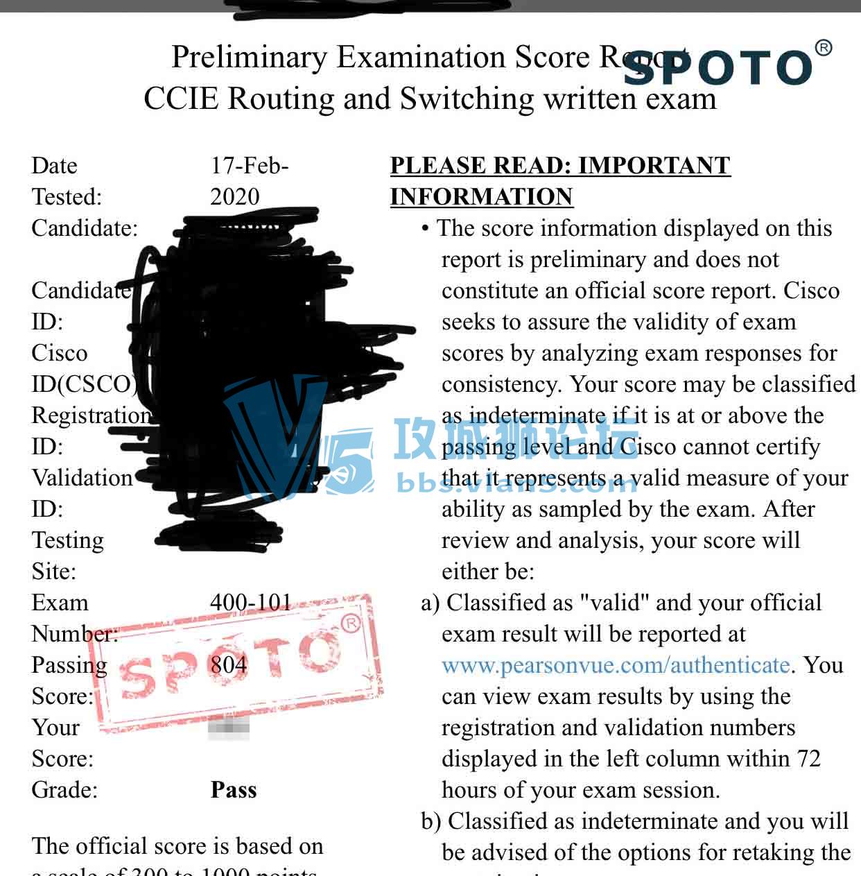 SPOTOϲ3λSPOTOѧԱ217һPASS CCIE R&SԣԴ룺400-101