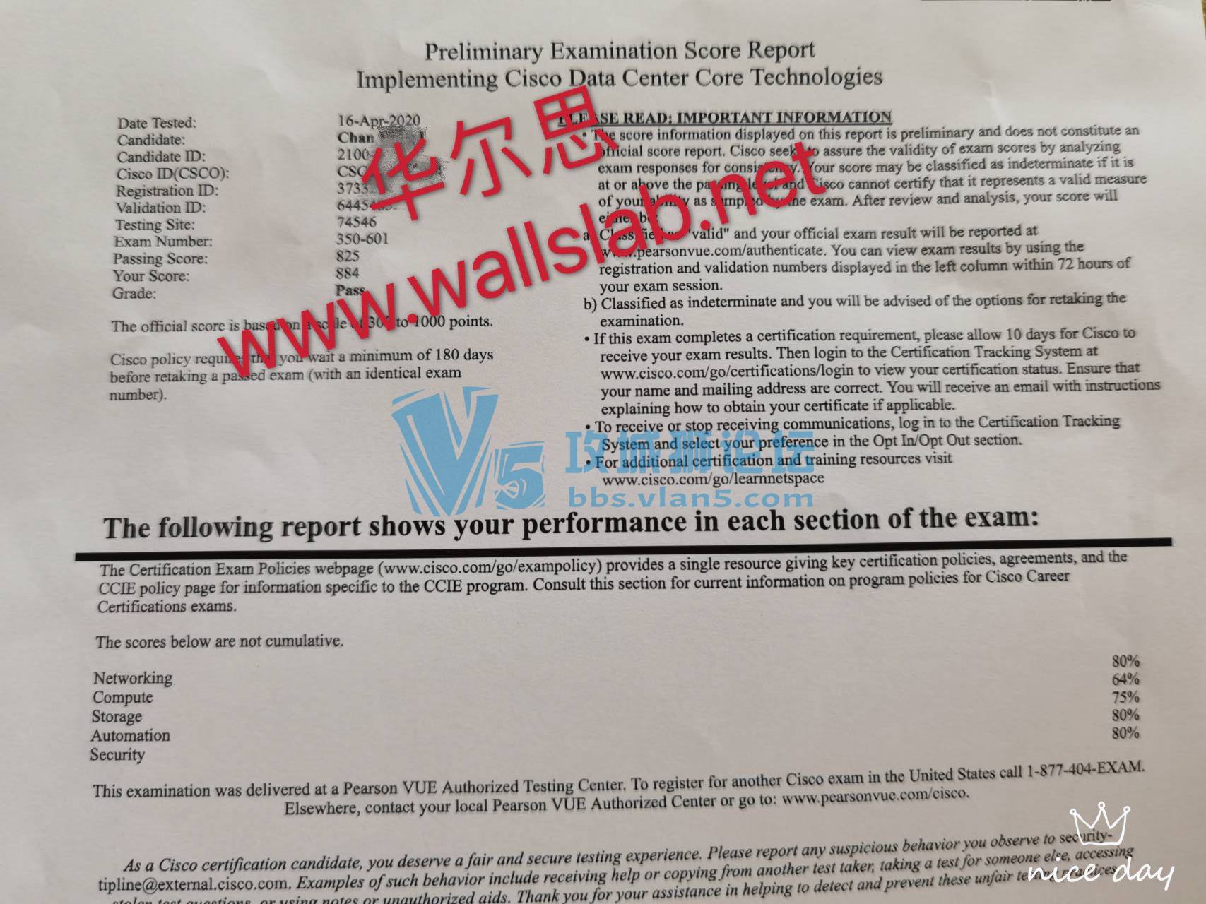   ��ϲ��������˼��ͬѧ2020��4��16��PASS˼��CCIE DC��350-601�����ԣ�