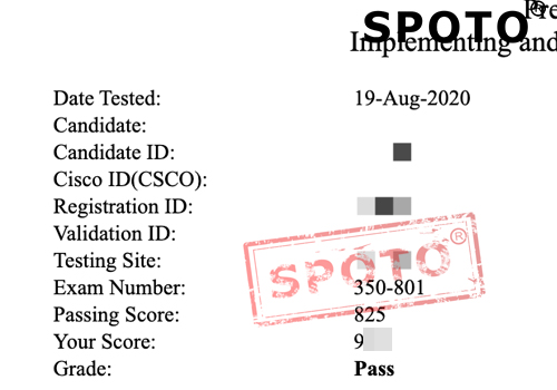 【SPOTO】恭喜一位思博在线学员8月19号一次PASS CCIE Colla 协作笔试(350-801)