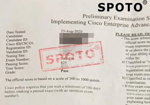 【SPOTO】恭喜一位思博在线学员8月23号一次PASS CCIE R&S新版笔试(300-410)！
