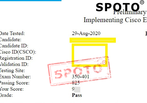 【SPOTO】恭喜一位思博在线学员8月29号PASS CCIE R&S新版笔试(350-401||300-415)
