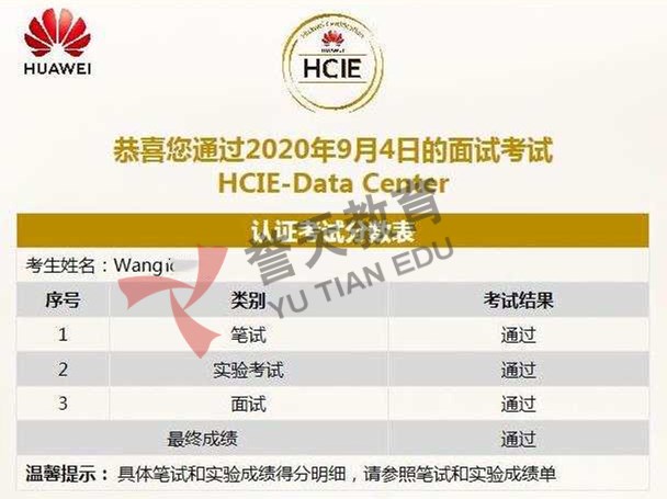 �����������ף��������һλѧԱPASS HCIE-DC��֤