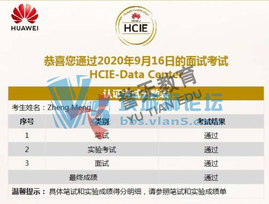 �����������ף����������λѧԱPASS HCIE-DC��֤