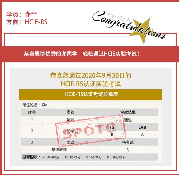 SPOTOоϲϲлͬѧ 9/30 PASS HCIE Labԣ 