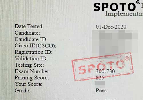 【SPOTO】12.01收到 思博学员高分PASS CCIE安全（300-730）12月题库依然的很稳！