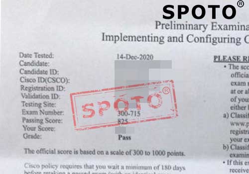 【SPOTO】12.14收到两位思博学员高分PASS CCIE 安全笔试EI战报永不停！