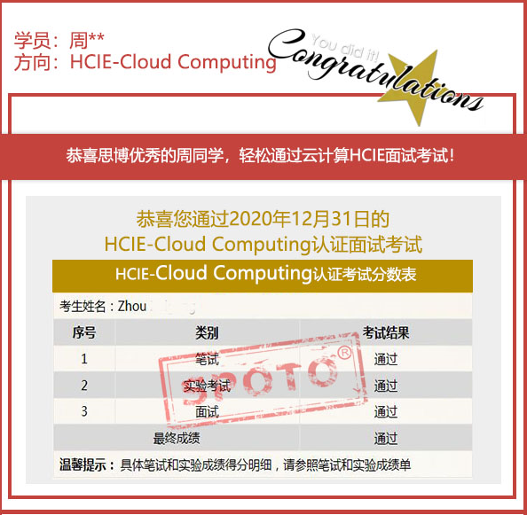 12.31��ϲ˼����ͬѧPASS HCIE �Ƽ������Կ��ԣ�˼��IE���ϸ����У�