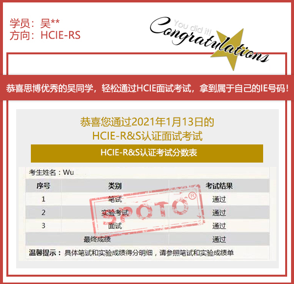 2021.01.13ϲ˼ͬѧ PASS HCIE RSʵ鿼ԣIE ս£
