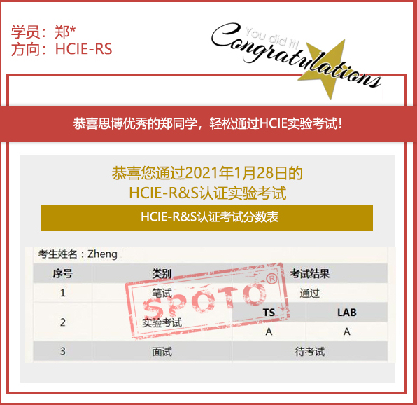 2021.01.29ϲ˼λͬѧ PASS HCIE R&S LABԣIE ս