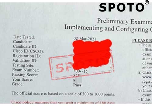 【SPOTO】21年3月2日 收到学员PASS CCIE 安全笔试战报，向下一站LAB前进