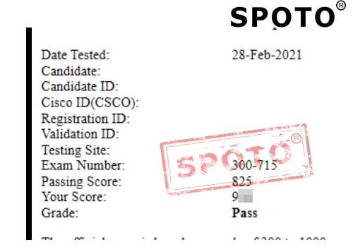 【SPOTO】21年2月28日 收到学员PASS CCIE 安全笔试战报，向下一站LAB前进