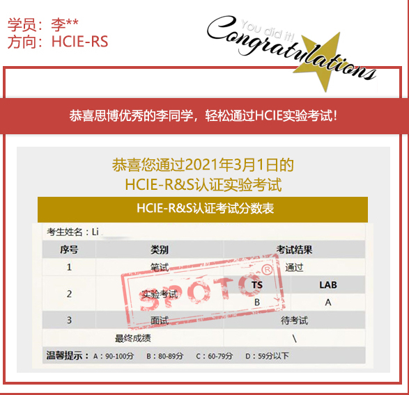 2021.03.01ϲ˼ͬѧ PASS HCIE R&S LABԣIE ȶ