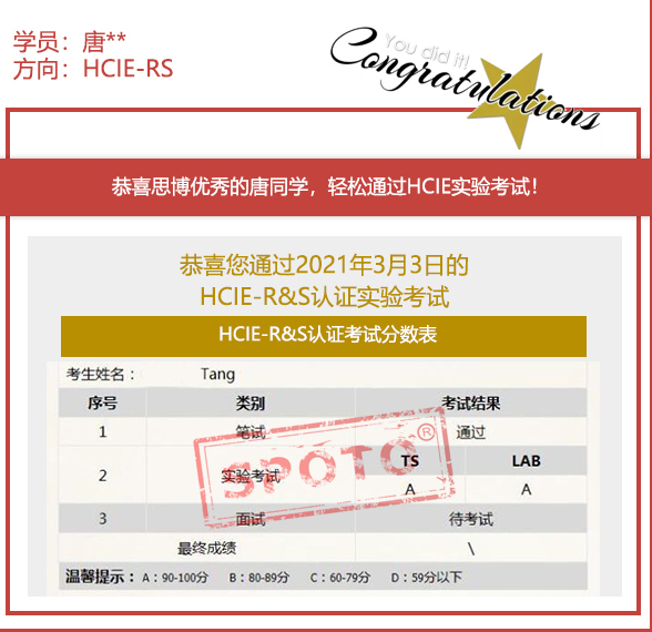 2021.03.03ϲ˼ͬѧ PASS HCIE R&S LABԣIE ȶУ