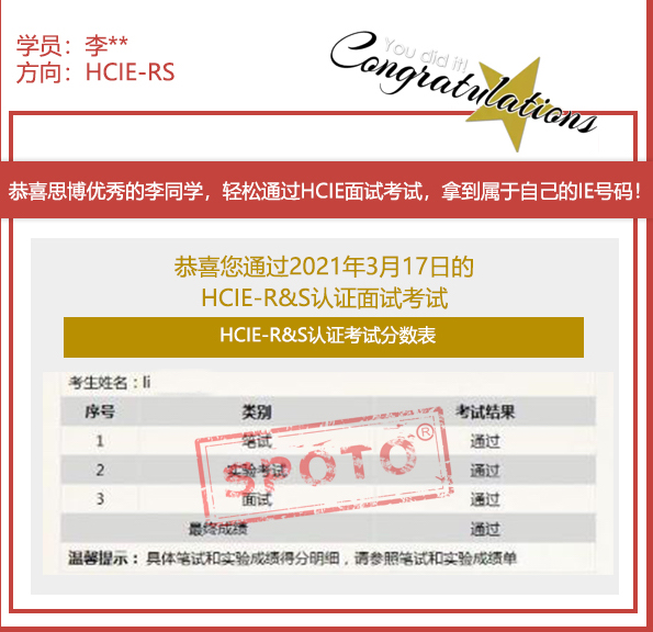 2021.03.17ϲ˼ͬѧ PASS HCIE R&S ԿԣIE ȶУ