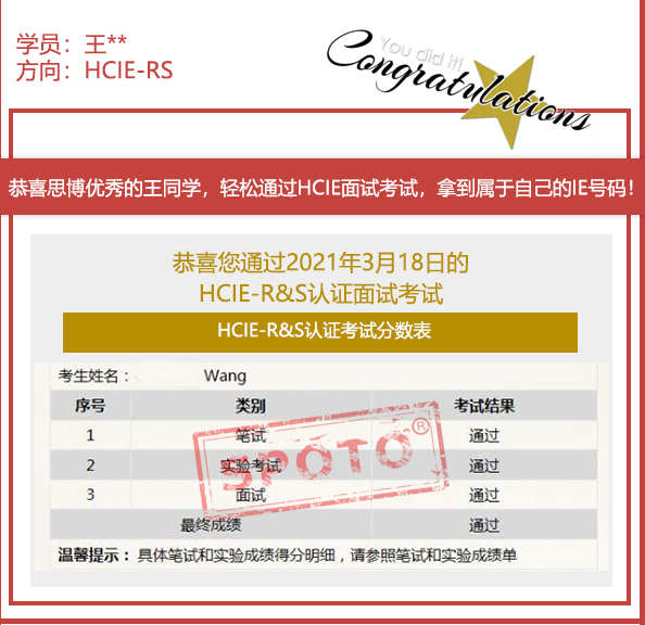 2021.03.18ϲ˼ͬѧ PASS HCIE R&S ԿԣIE ȶУ