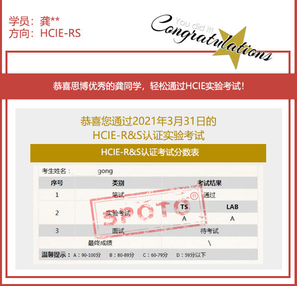 2021.03.31ϲ˼ͬѧ PASS HCIE R&S LABԣIE ȶУ