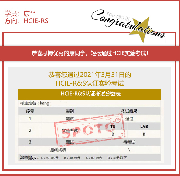 2021.03.31ϲ˼ͬѧ PASS HCIE R&S LABԣIE ȶУ