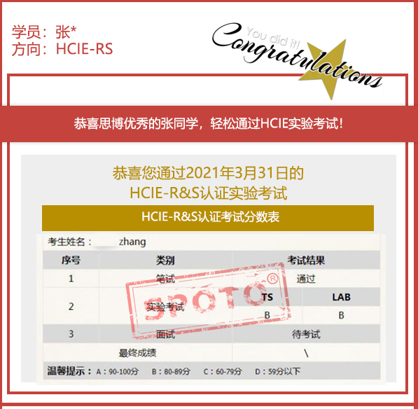 2021.03.31ϲ˼ͬѧ PASS HCIE R&S LABԣIE ȶУ
