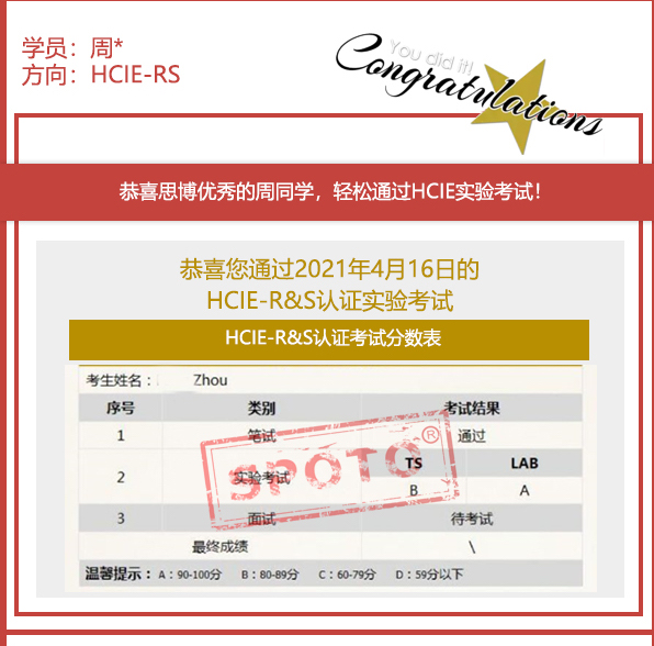 2021.04.16ϲ˼ͬѧ PASS HCIE R&S LABԣIE ȶУ
