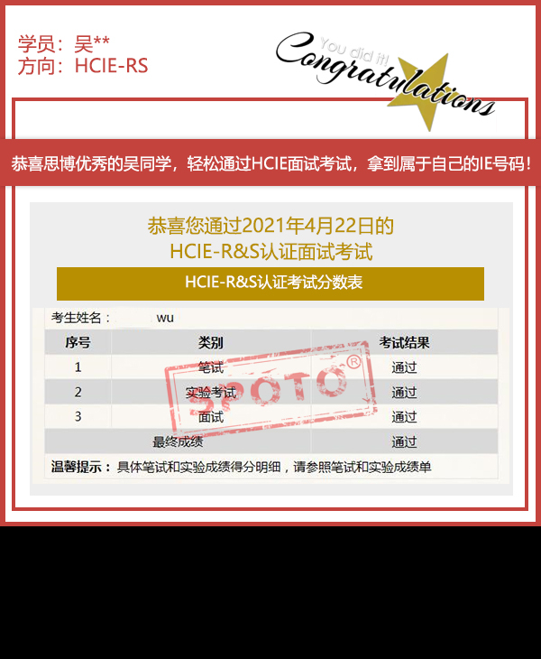 2021.04.22ϲ˼ͬѧ PASS HCIE R&S LABԣIE ȶУ