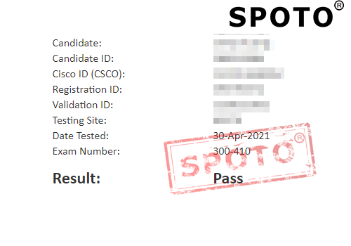 【SPOTO】4.30恭喜2位学员PASS CCIE 300-410笔试战报，5月战报更新不停！