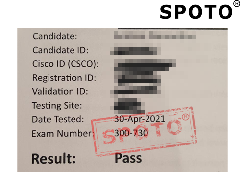 【SPOTO】4.30恭喜学员PASS CCIE 300-730笔试战报，5月战报更新不停！