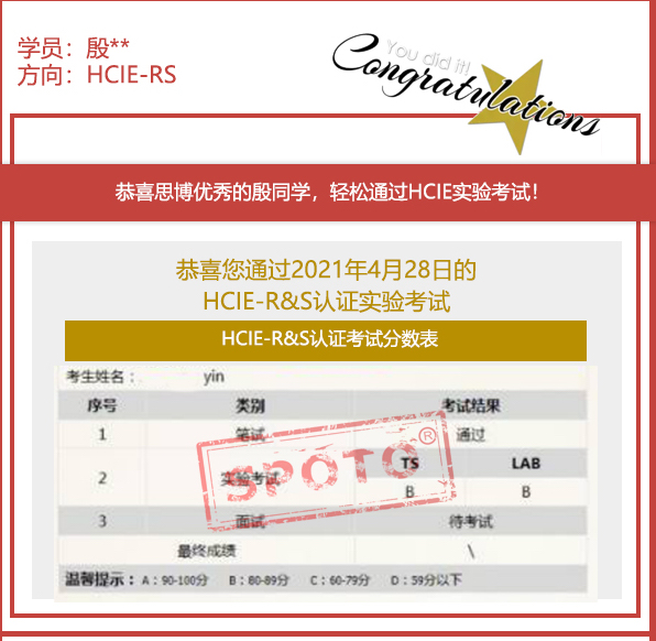 2021.04.28ϲ˼ͬѧ PASS HCIE R&S LABԣ5IEսУ