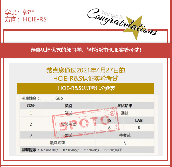 2021.04.27ϲ˼ͬѧ PASS HCIE R&S LABԣ5IEսУ