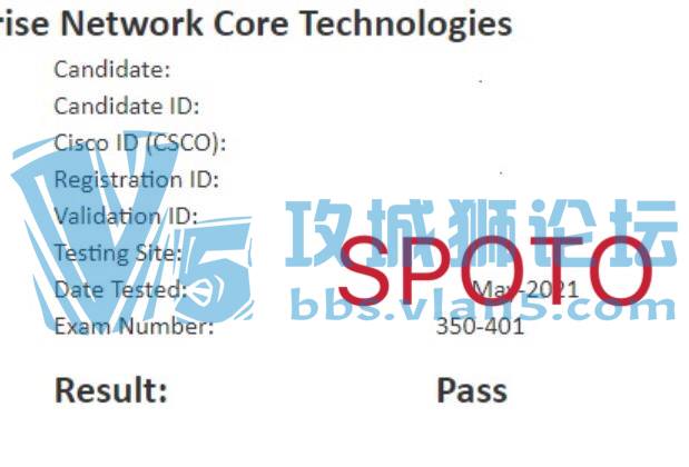 【SPOTO】05.01恭喜学员PASS CCIE 350-401笔试战报，5月战报更新不停！