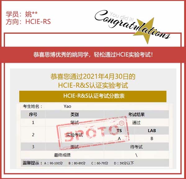 2021.04.30ϲ˼Ҧͬѧ PASS HCIE R&S LABԣ5IEսУ