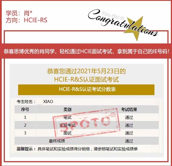 2021.05.23ϲ˼Фͬѧ PASS HCIE RS Կԣ5IEսУ