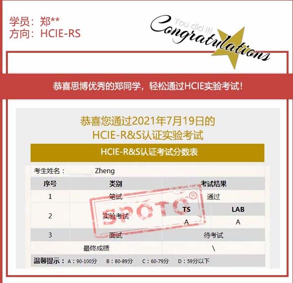 ˼硿2021.07.19˼֣ͬѧ PASS HCIE RS Կԣ