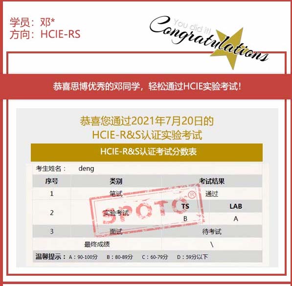 ˼硿2021.07.20˼֣ͬѧ PASS HCIE RS Կԣ
