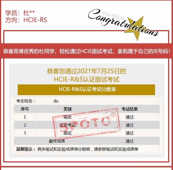 ˼硿2021.07.25˼ͬѧ PASS HCIE RS Կԣ