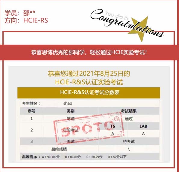 SPOTO˼硿µβյͬѧ ˫A PASS HCIE RS LABԣֵף