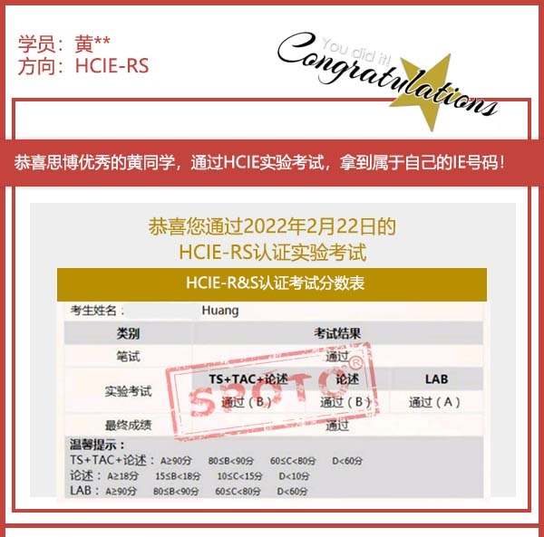 SPOTO˼硿ϲյͬѧ PASS HCIE R&S LABԣ